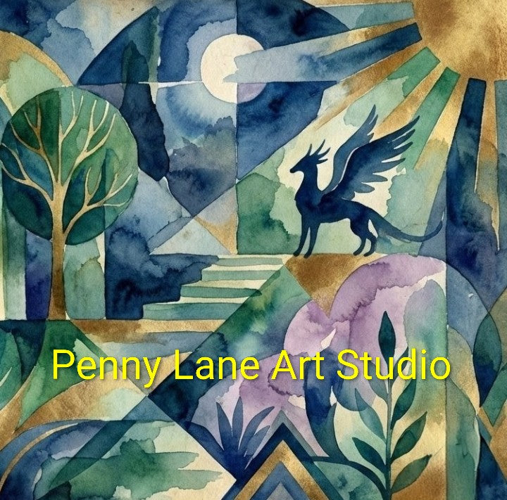 Flip straw water bottle "Skyline Sentinel" Created from my Original watercolor painting.