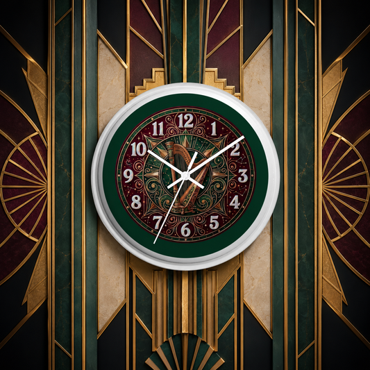 Celestial Baroque Harp Wall Clock — Art Deco Collection Description