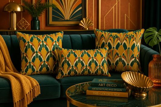 The Metropolis Fan Premium Art Deco Pillow