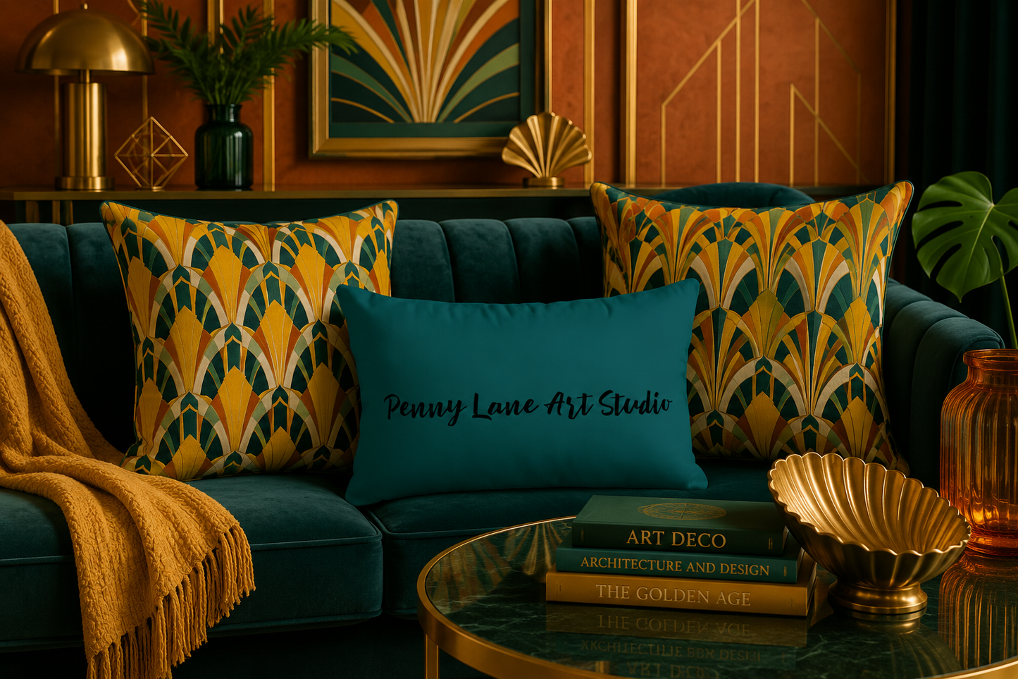 The Metropolis Fan Premium Art Deco Pillow
