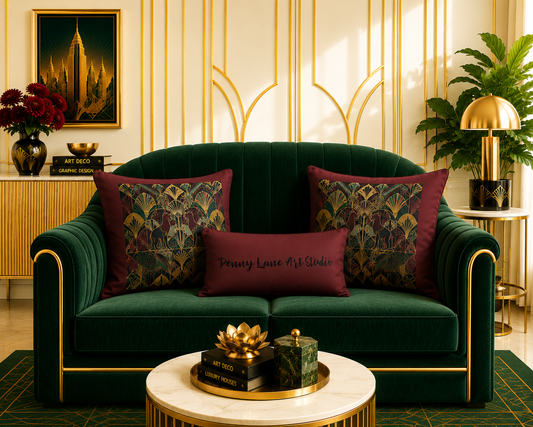 Midnight Panther Fusion Premium Throw Pillow – Luxury 1930s Art Deco Accent