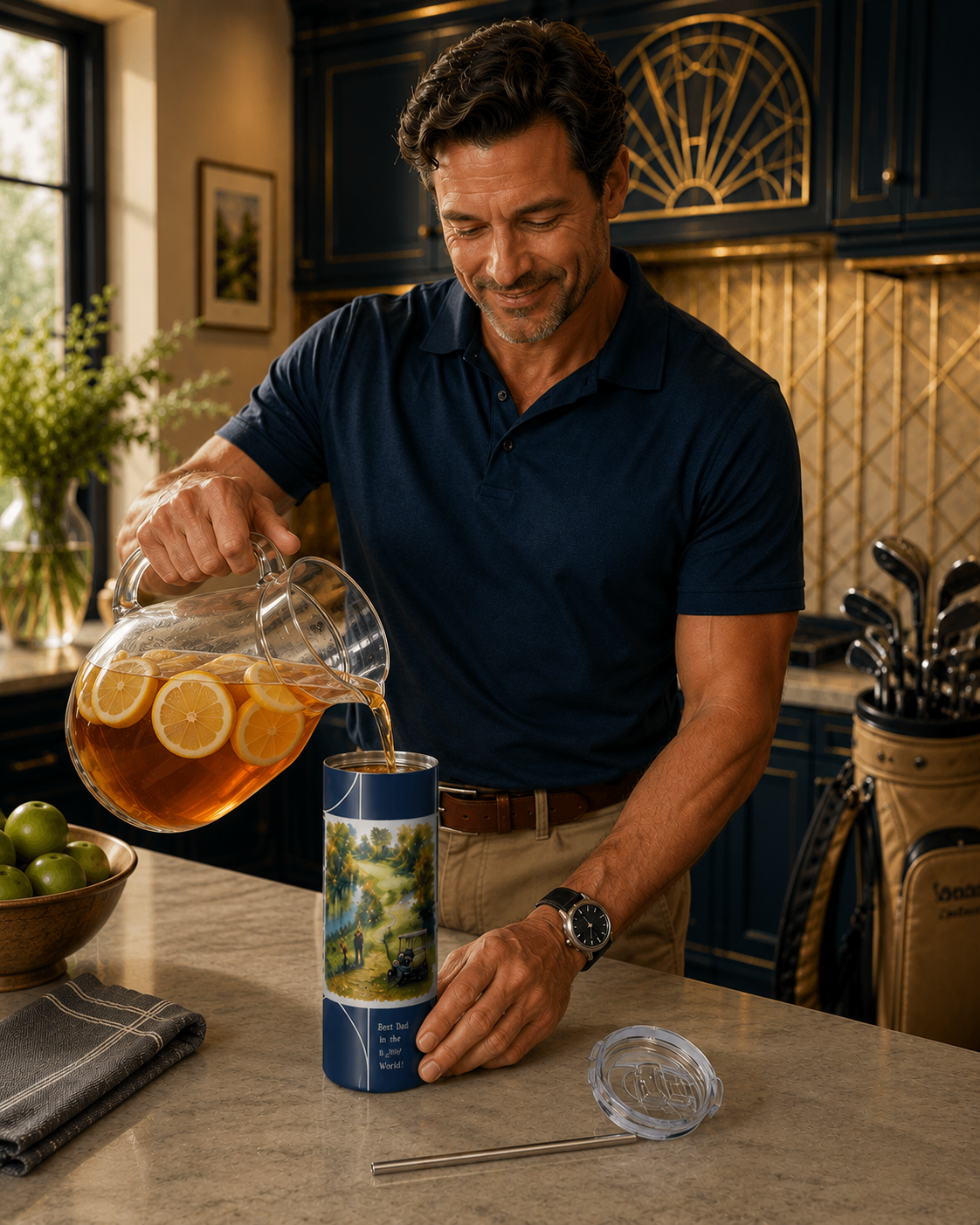 "Best Dad in the World" Watercolor Golf Tumbler (20 oz.) Stainless Steel