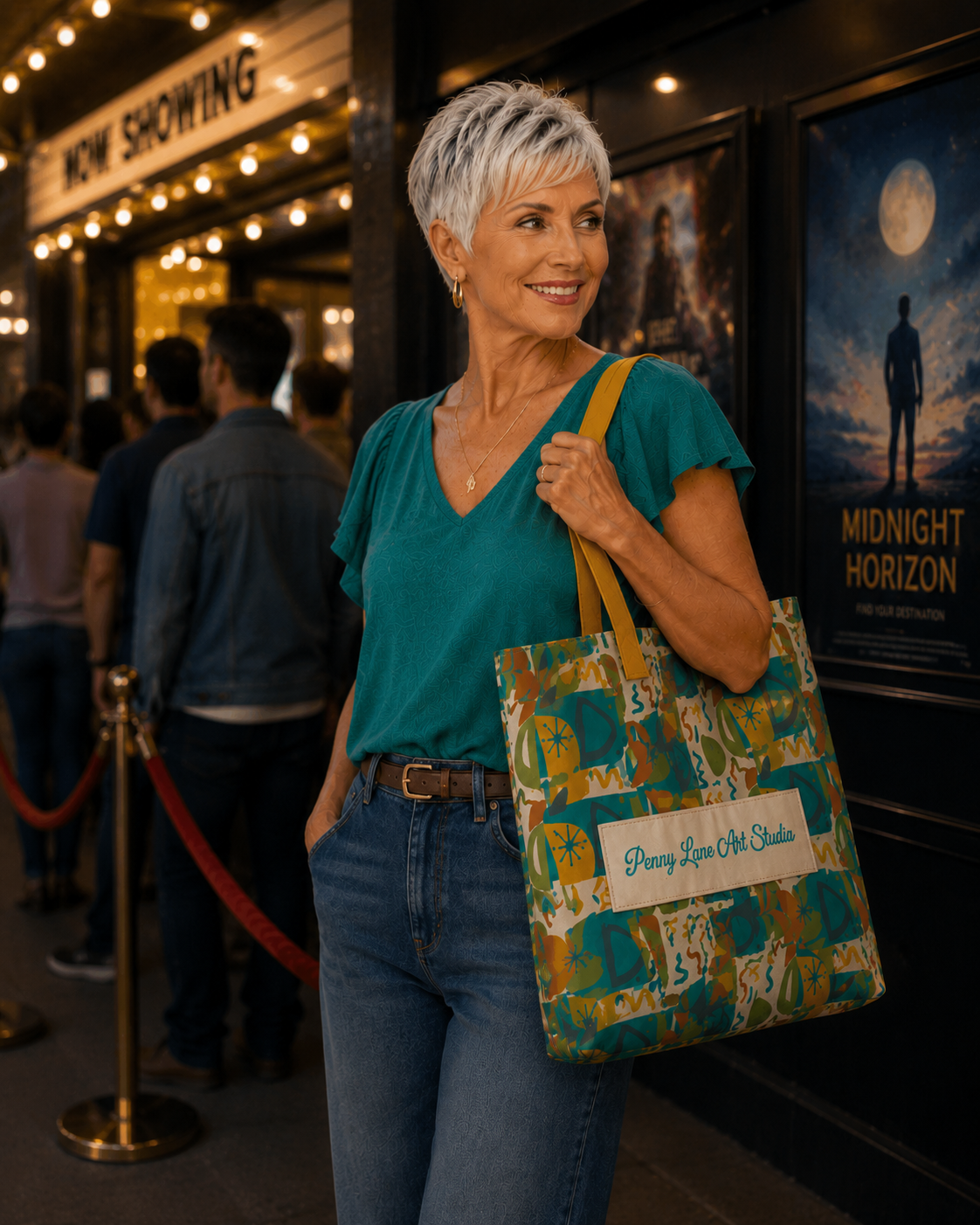 The "Penny Lane"  Mid-Century Modernist Tote. 15"x 15" All-Over Tote