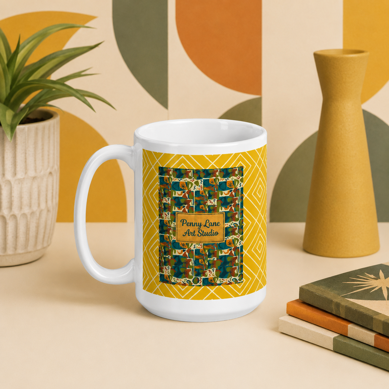 Mid-Century Modernist Ceramic Mug – Penny Lane Art Studio