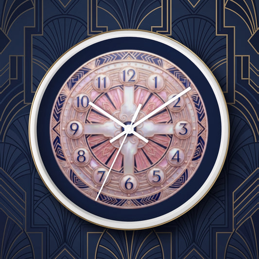 The 'Pearl Deco' Luxury Wall Clock – Geometric Elegance in Soft Pink and Luminous Pearl