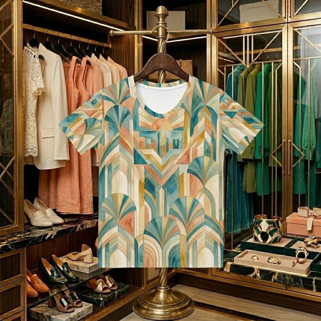 The Autumn Again Abstract T-Shirt – Vintage Art Deco Edition