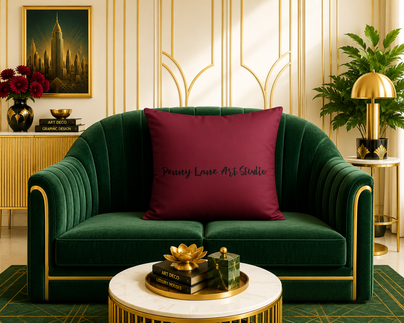 Midnight Panther Fusion Premium Throw Pillow – Luxury 1930s Art Deco Accent