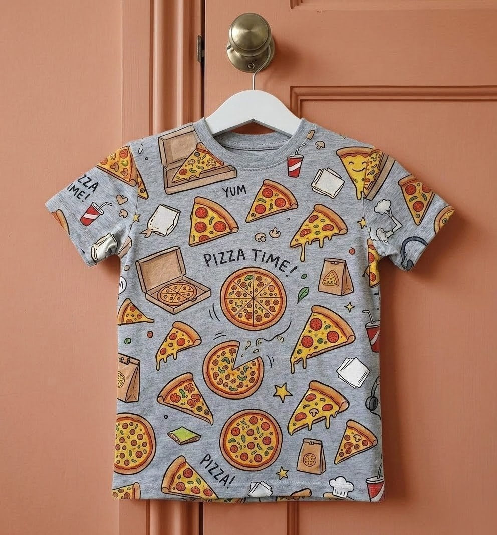 The "Slice of Life" Pizza All-Over Print Kids Tee