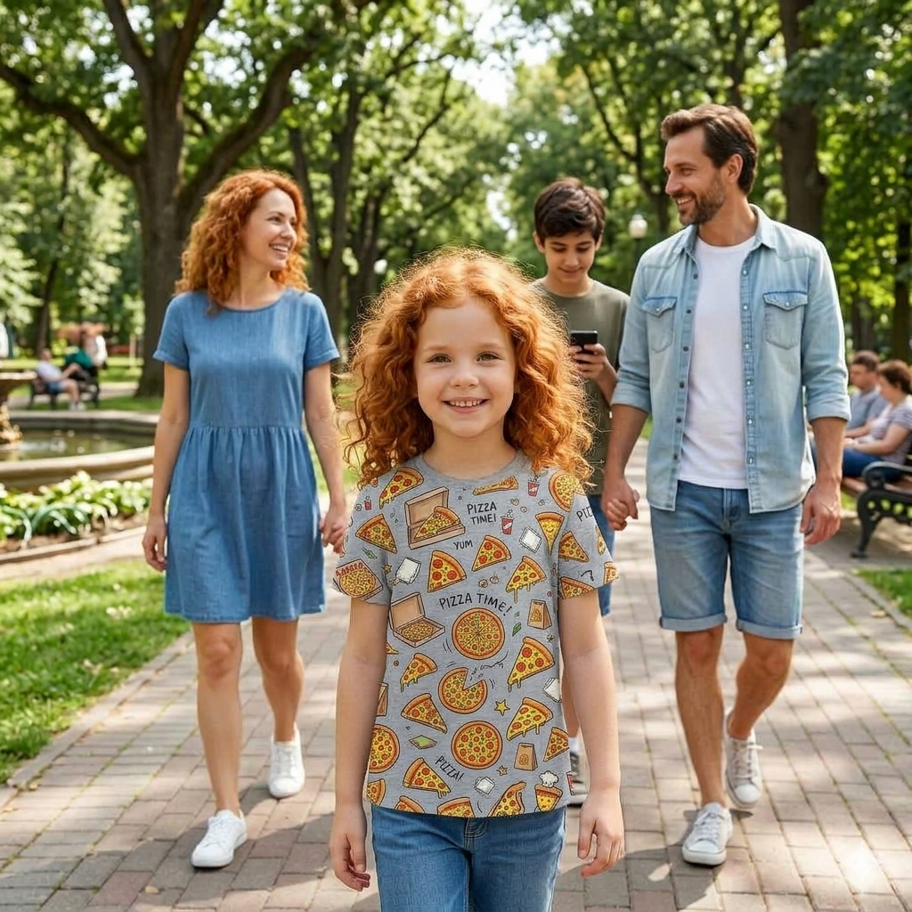 The "Slice of Life" Pizza All-Over Print Kids Tee